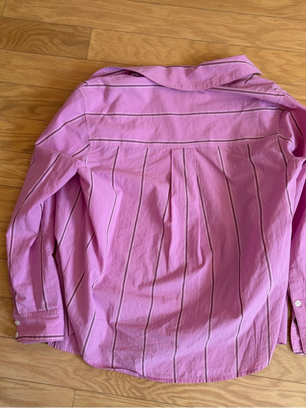 Madewell Pink Striped Boxy Poplin Button Up Shirt - Picture 4 of 6